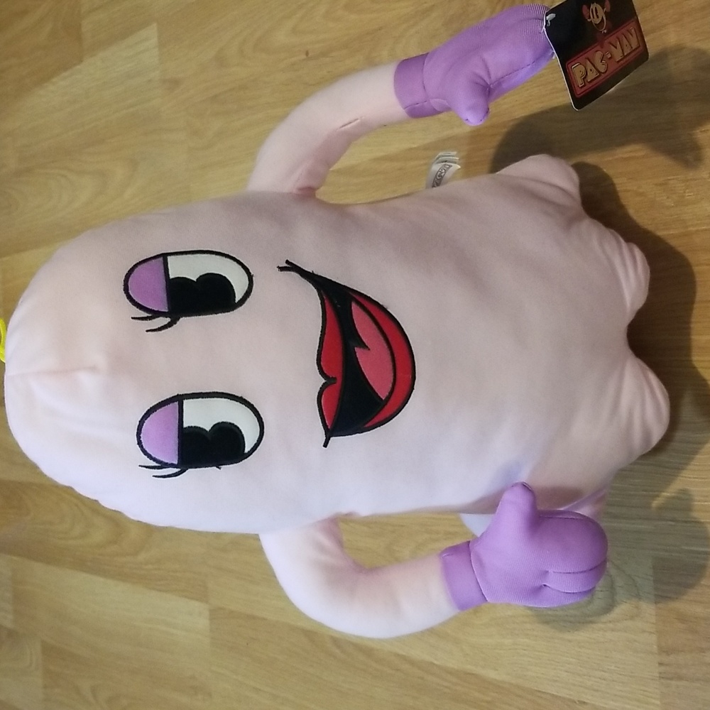 Pac man pink ghost plushie vintage NWT